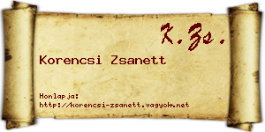 Korencsi Zsanett névjegykártya